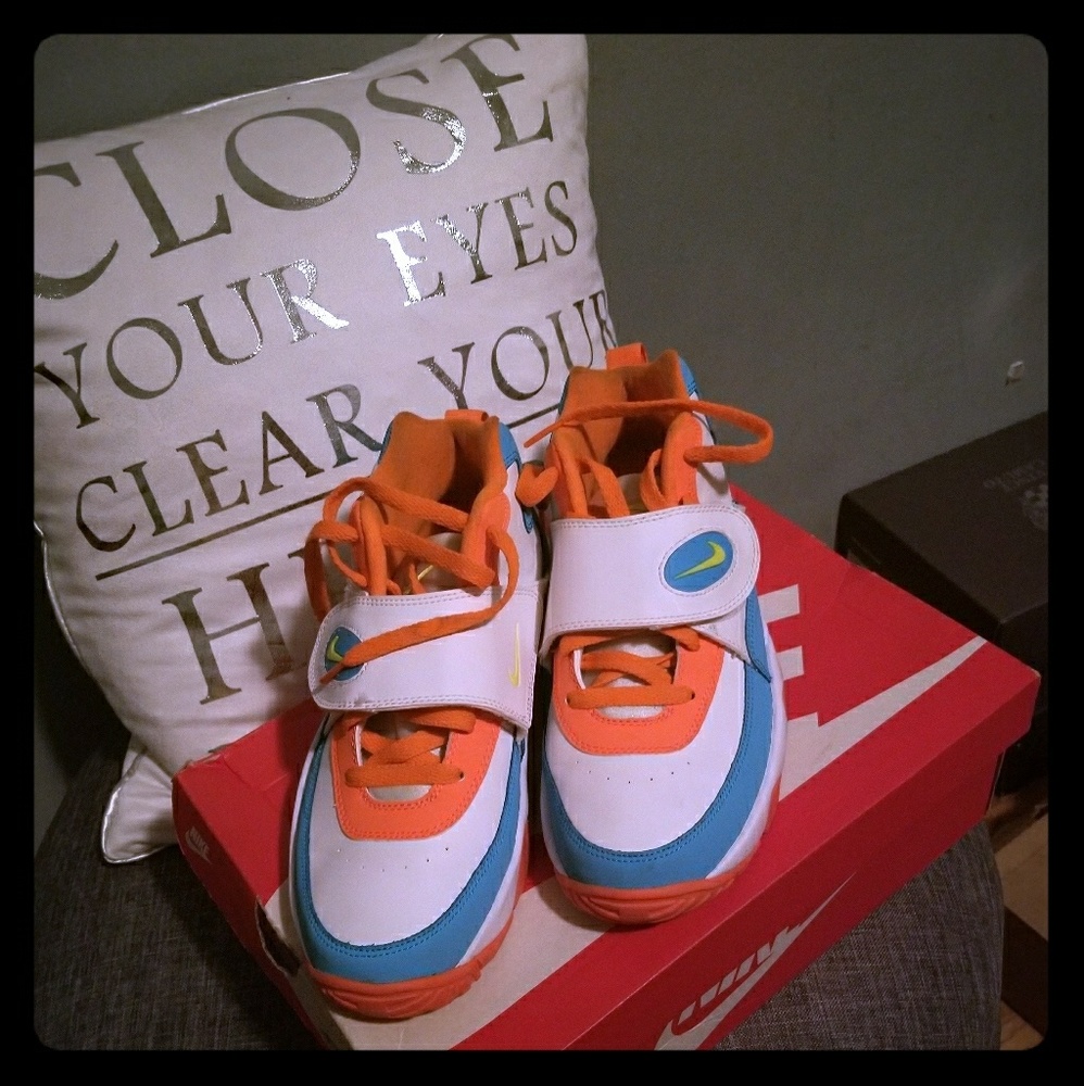 Blue white and Orange nike